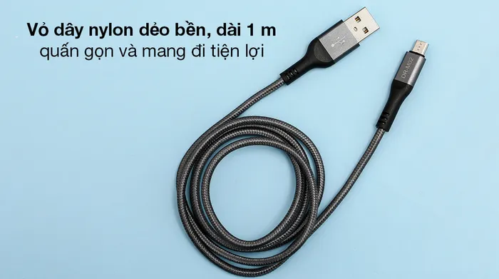 Cáp Micro 1m Xmobile DR-M02 - Vẻ ngoài đơn giản, chiều dài 1 m tiện dụng