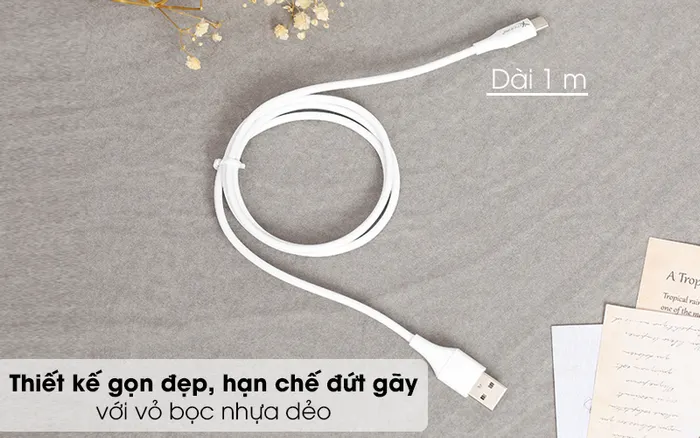 Cáp Type C 1m Xmobile TC27-1000 Trắng - Kiểu dáng đơn giản