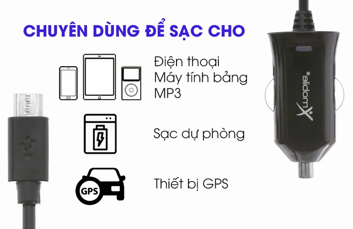 Sạc xe hơi Micro 2.4A 1m Xmobile DS195-WB