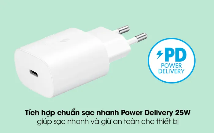 Adapter Sạc Type C PD 25W Samsung EP-TA800NW - Rút ngắn thời gian sạc với Power Delivery