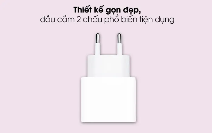 Adapter Sạc Type C 20W dùng cho iPhone/iPad Apple MHJE3 Trắng - Màu trắng thanh lịch, thiết kế tinh tế, dễ dàng cất giữ và mang đi