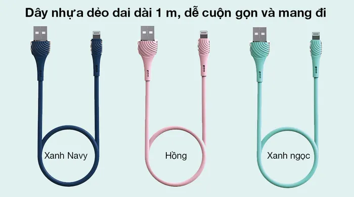 Cáp Lightning 1m Hydrus CS-C-021 - Vỏ dây nhựa chắc chắn, độ dài 1 m, dễ cuộn gọn và mang theo bên mình mọi lúc