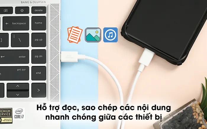 Cáp Type C - Type C 2m Mbest DS076X Trắng - Các tập tin, bộ hình, phim ảnh thoải mái truyền tải qua cáp sạc với khả năng chuyển đổi mượt mà