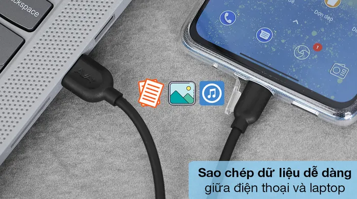 Cáp Type C AVA+ DR-T02 - Cáp sạc trao đổi tập tin, hình ảnh, video giữa điện thoại và laptop nhanh chóng