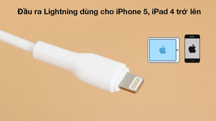 Cáp Lightning 20cm AVA+ Kalf - Đầu vào Lightning 5V - 2.4A