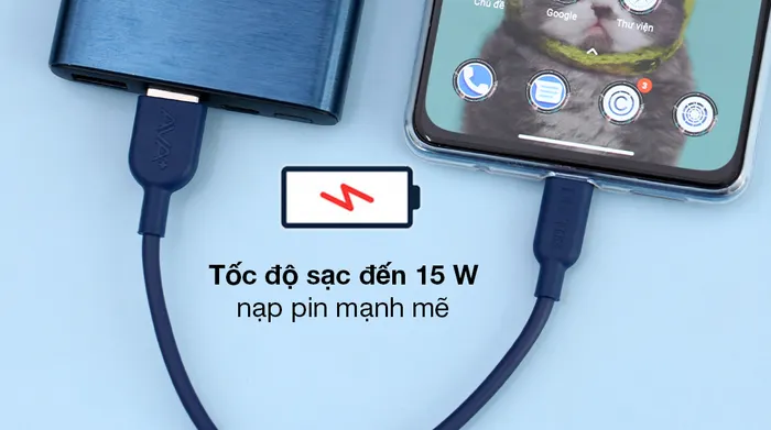 Cáp Type C 20cm AVA+ DR-T03 - Dòng sạc mạnh mẽ 15 W