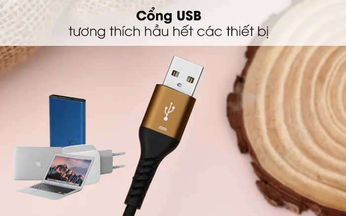 Cổng USB tương thích được cho hầu hết các thiết bị - Cáp Type C 2m Mbest DS463X-WB Đen
