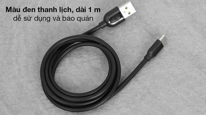 Cáp Type C AVA+ DR-T02 - Dây cáp màu đen sang trọng, nhẹ bền