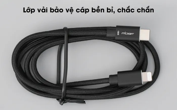 Cáp Type C - Lightning MFI 1m Mbest DS640-WB Đen bền bỉ vá chắc chắn