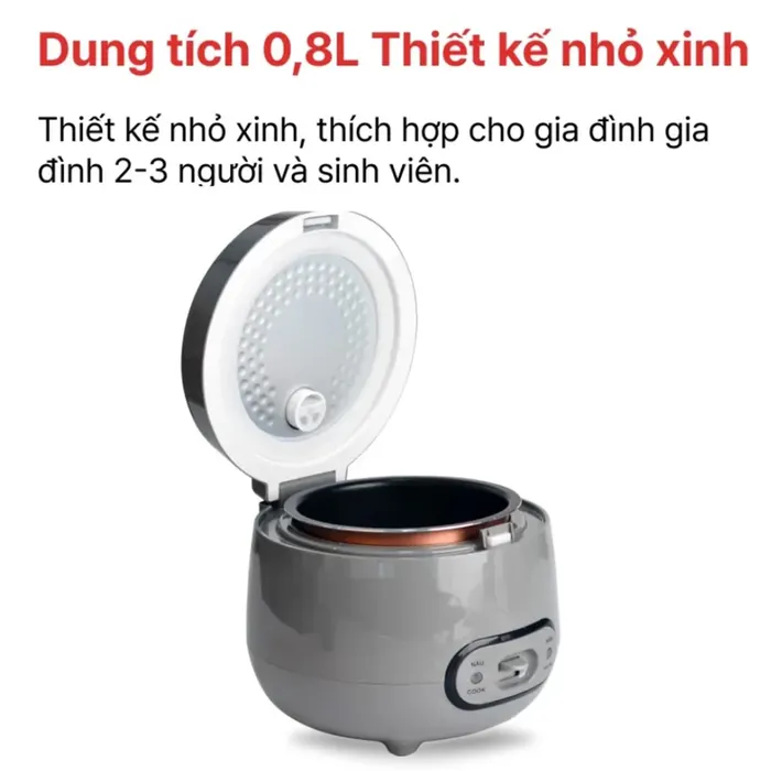Nồi cơm nắp gài Happy Cook HCJ-080G dung tích 0.8L