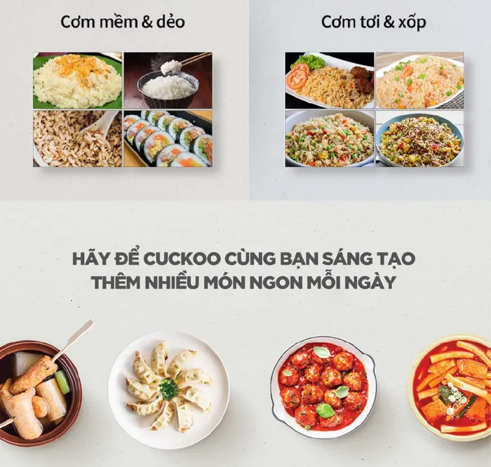 Nồi cơm điện đa dạng chế độ nấu