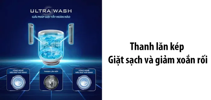 Thanh lăn kép giúp giặt sạch và giảm xoắn rối