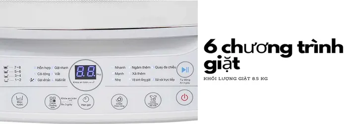 6 chương trình giặt được tích hợp sẵn