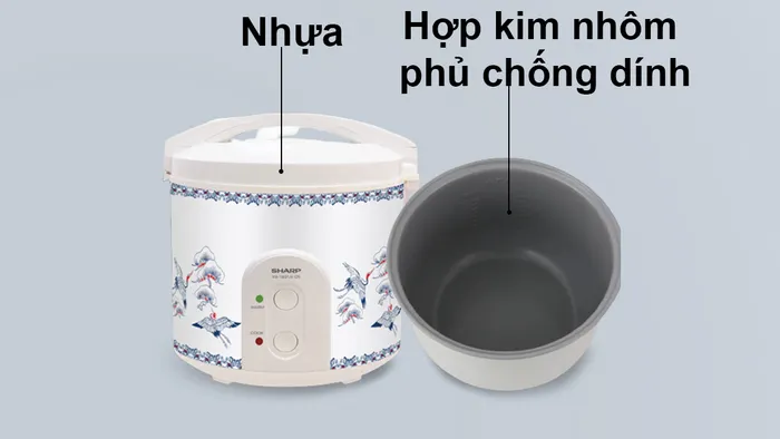Nồi cơm điện Sharp KS-223TJV-CR chất liệu bền bỉ