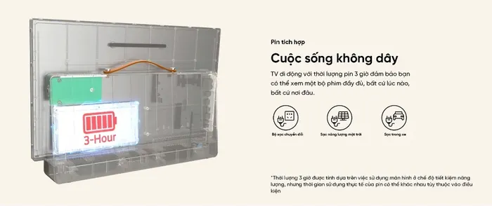Thời lượng pin 3 giờ không gián đoạn khi bạn giải trí