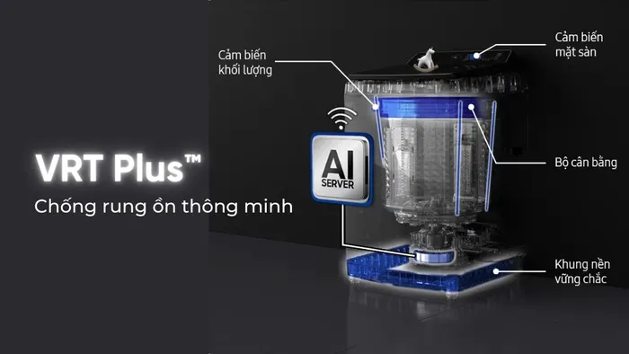 Công nghệ VRT Plus™ giúp máy giặt vận hành ổn định, êm ái