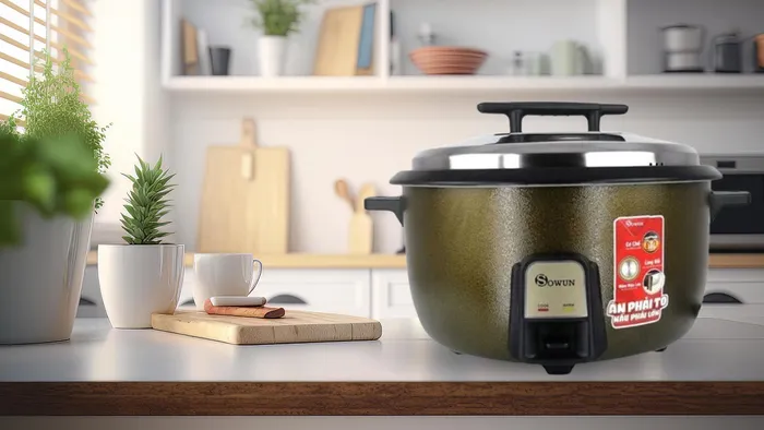 Nồi cơm điện loại cơ 14L Sowun SW6922 nổi bật với thiết kế vân đá hiện đại