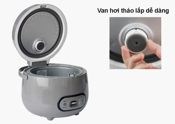 Nồi cơm điện Happy Cook HCJ-120G trang bị van hơi dễ tháo rời