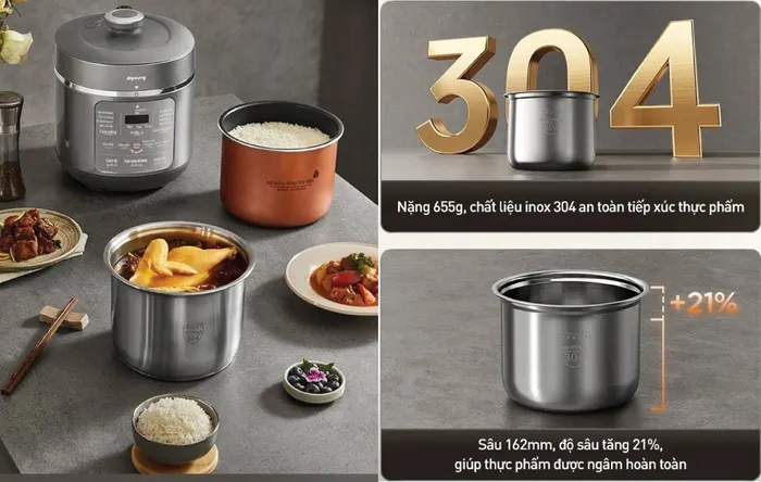 Chất liệu lòng nồi nâng cấp 2.0, an toàn khi sử dụng