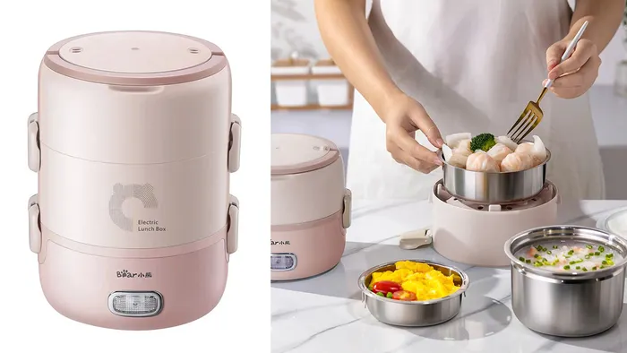 Hộp cơm điện cầm tay Bear DFH-B20S6 sở hữu thiết kế hiện đại nhỏ gọn
