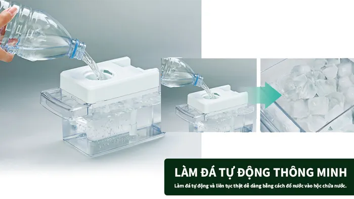 Tính năng làm đá tự động là một trong những tiện ích nổi bật của tủ