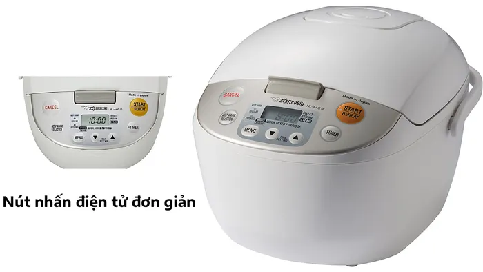 Zojirushi NL-AAQ18-CA sử dụng nút nhấn điện tử đơn giản