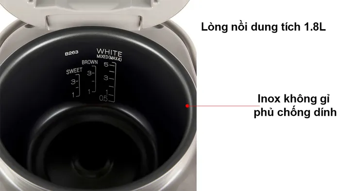 Lòng nồi Zojirushi NP-HBQ18-XA 1.8 lít chất liệu inox không gỉ