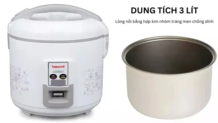 Happy Cook HCJ-300W có dung tích nấu lên đến 3 lít