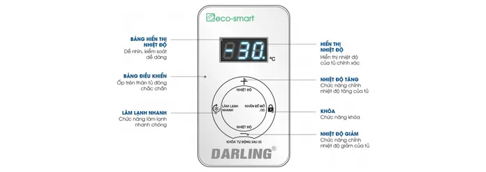 Bảng điều khiển cảm ứng của Tủ Đông Mát Darling DMF-7699WSI