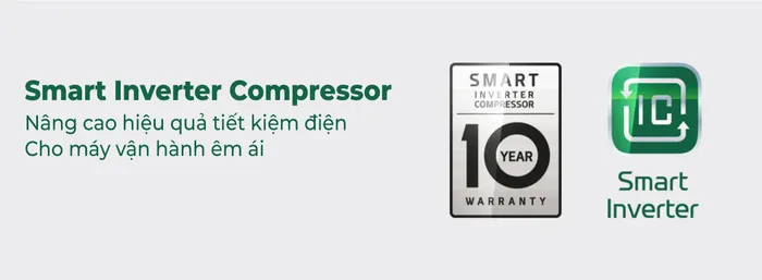 Công nghệ Smart Inverter Compressor cho máy vận hành êm ái tiết kiệm điện năng