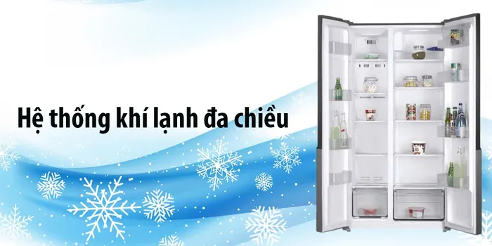 Hệ thống khí lạnh đa chiều và làm mát với quạt bên trong