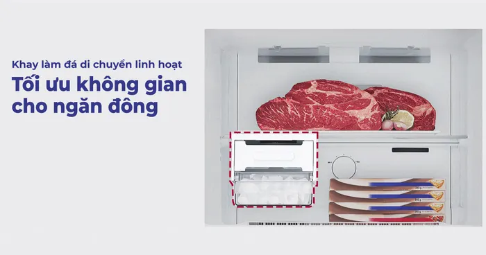 Khay làm đá di chuyển linh động giúp tối ưu không gian ngăn đông