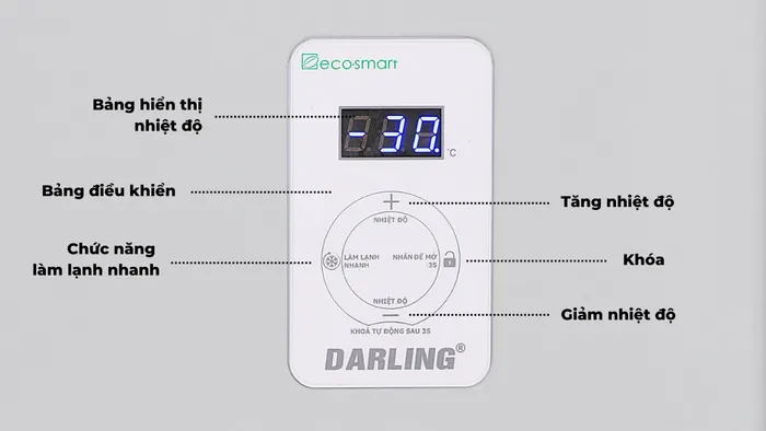 Bảng điều khiển thông minh trên tủ đông Darling