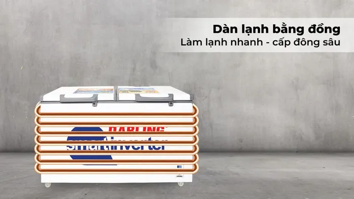 Dàn lạnh bằng đồng giúp tủ làm lạnh nhanh và cấp đông sâu