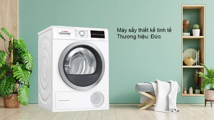 Máy sấy thiết kế tinh tế với màu trắng trung tính