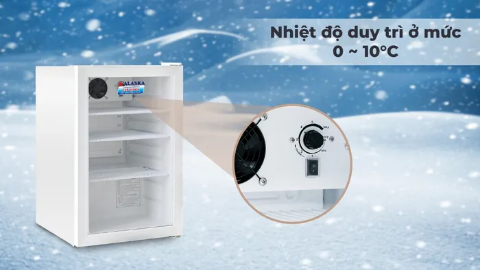 Tủ có thể điều chỉnh nhiệt độ trong khoảng từ 0 ~ 10°C
