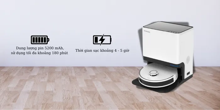 Robot Shimono LS68W Max sở hữu pin dung lượng lớn 5200 mAh