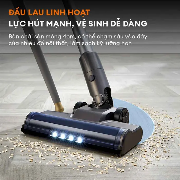 Đầu lau của máy hút bụi Gaabor VCL10E-BK01A có đèn Led chiếu sáng