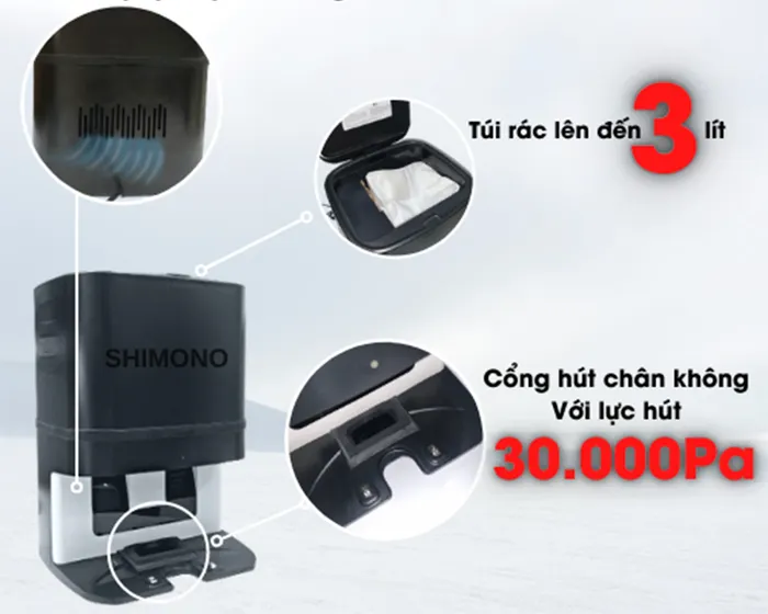 Cổng hút chân không mạnh 30.000Pa