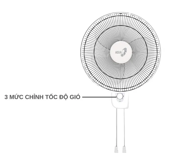 Asiavina VY357690 - Trắng có 3 mức chỉnh tốc độ gió