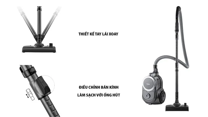 Toshiba VC-BL160F(K) thiết kế tay lái xoay 180 độ