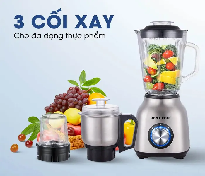 Máy xay sinh tố Kalite KLB650 gồm có 3 cối xay 