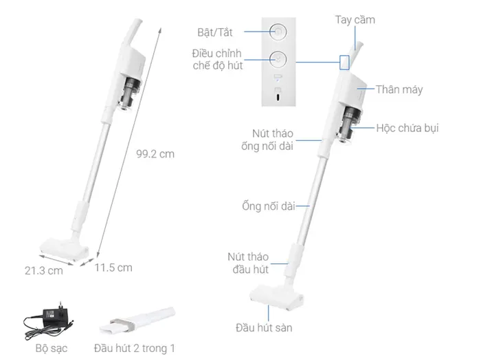 Cấu tạo của máy hút bụi không dây Panasonic MC-SB33JW046 