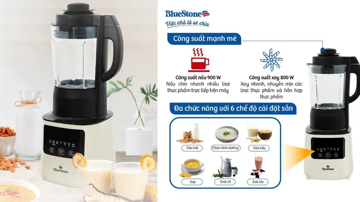 Bluestone BLB-6035 hoạt động với công suất xay 800W và nấu 900W
