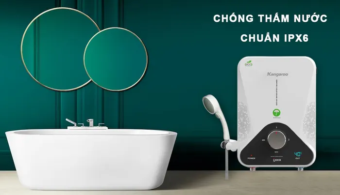 Máy Nước Nóng Kangaroo KG588WP đạt chuẩn chống nước IPX6