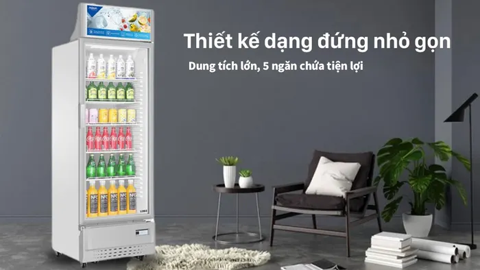 Tủ Mát Aqua AQS-AF440S có kiểu dáng hiện đại, được chia 5 ngăn tiện lợi