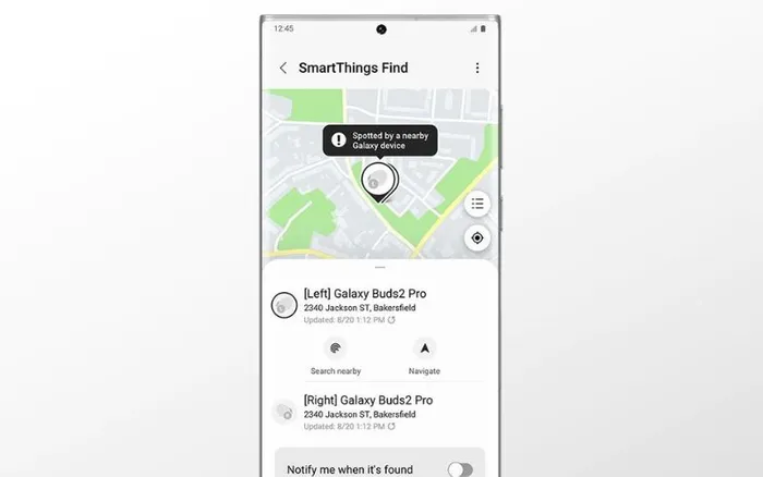 Ứng dụng SmartThings Find giúp tìm kiếm vị trí của tai nghe