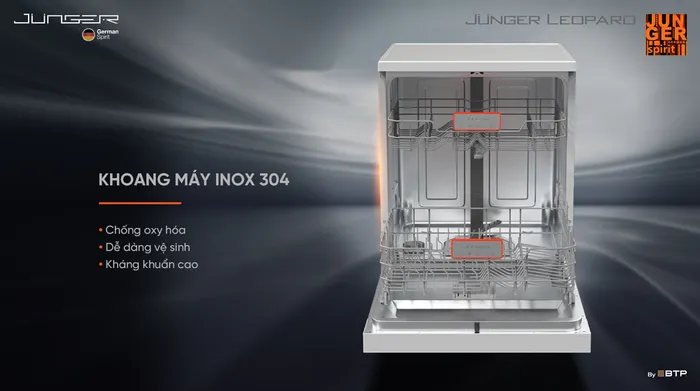 Khoang máy rửa bát DWJ-140 chất liệu inox 304