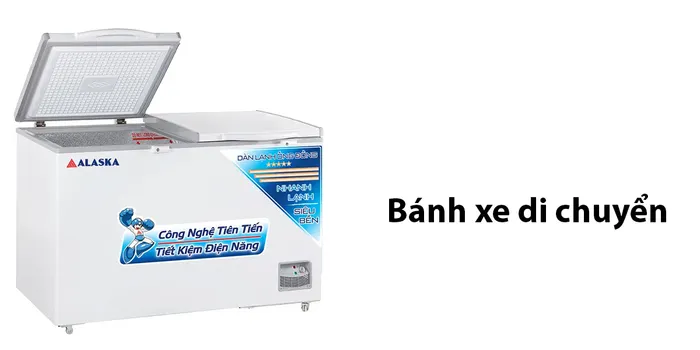 Tủ được trang bị 4 bánh xe dễ dàng di chuyển