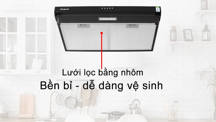 Máy hút mùi Kangaroo KG70CB chất liệu nhôm